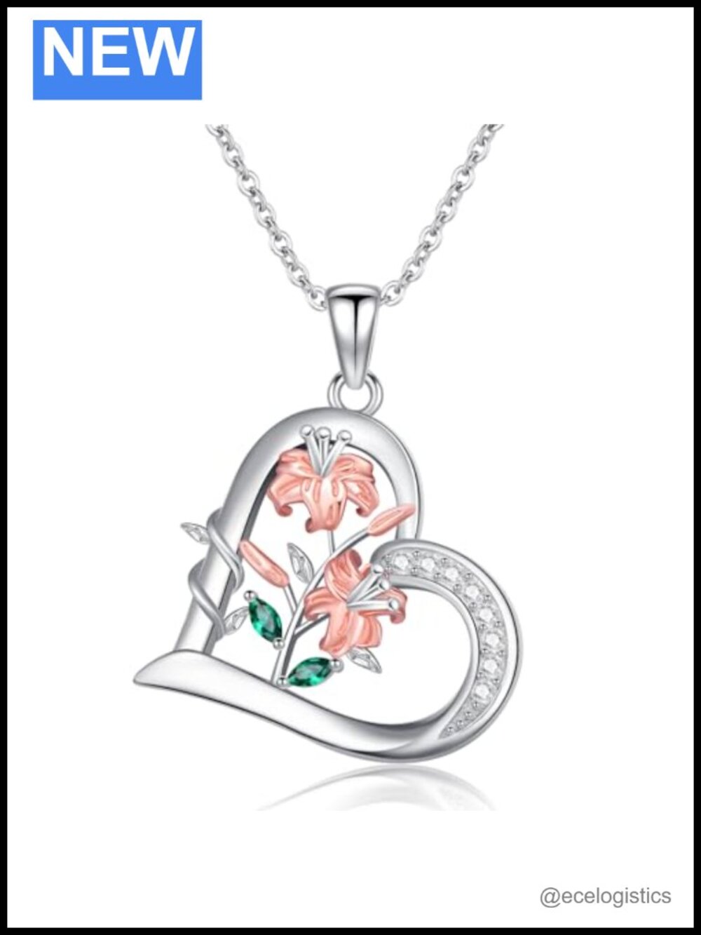 925 Sterling Silver Birth Flower Necklace Lily of the Valley Pendant 18in Chain